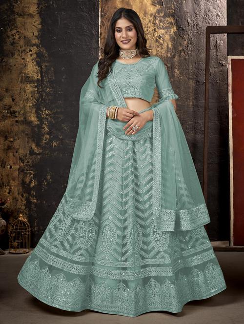 embroidered flared lehenga choli with dupatta - 20007537 - Very Small Image - 1