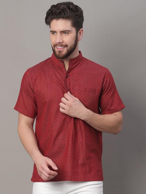 men red printed short kurta - 20007608 - Very Small Image - 1