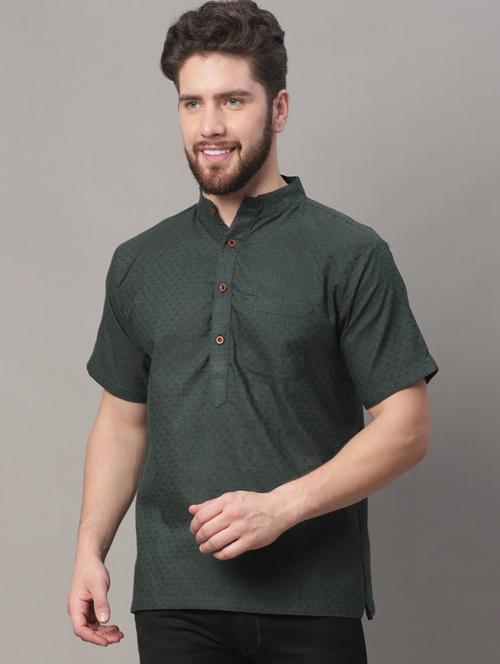 men green printed short kurta - 20007613 - Very Small Image - 1