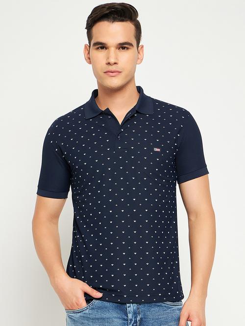 blue printed polo neck t-shirt - 20007632 - Very Small Image - 1