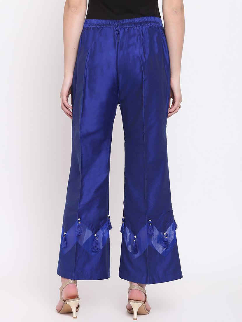 blue silk blend palazzos - 20007656 - Zoom Image - 2