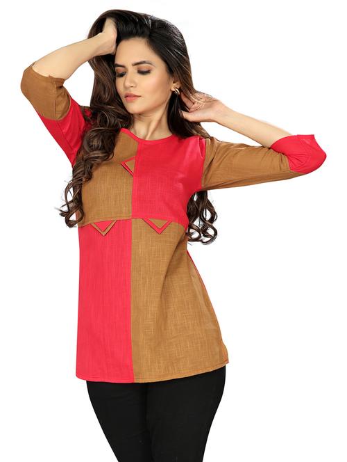 red viscose blouson top - 20008395 - Very Small Image - 1