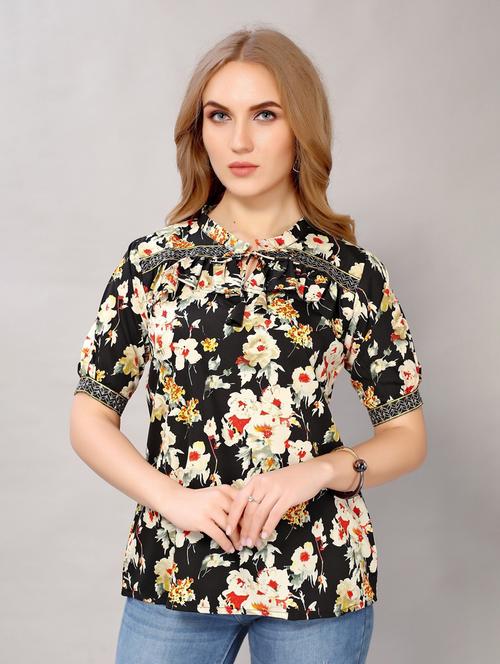 black floral regular top - 20008425 - Very Small Image - 1