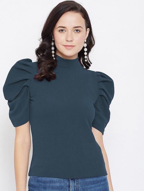 women high neck lycra regular top - 20008497 - Very Small Image - 1