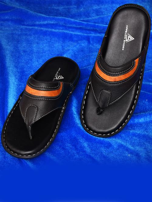 black pu toe separator slippers - 20008701 - Very Small Image - 1