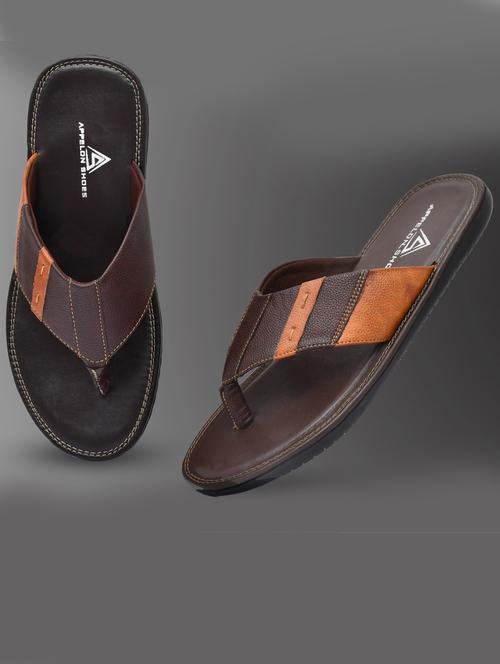 brown pu toe separator slippers - 20008703 - Very Small Image - 1