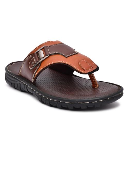 brown pu toe separator slippers - 20008714 - Very Small Image - 1