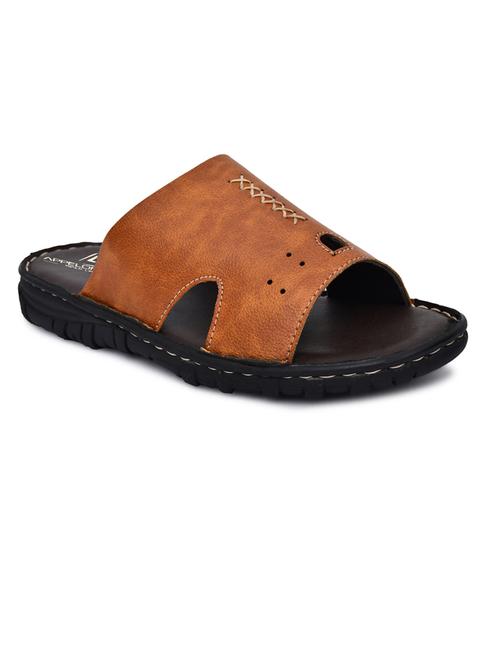 tan synthetic slip on sandals - 20008753 - Very Small Image - 1