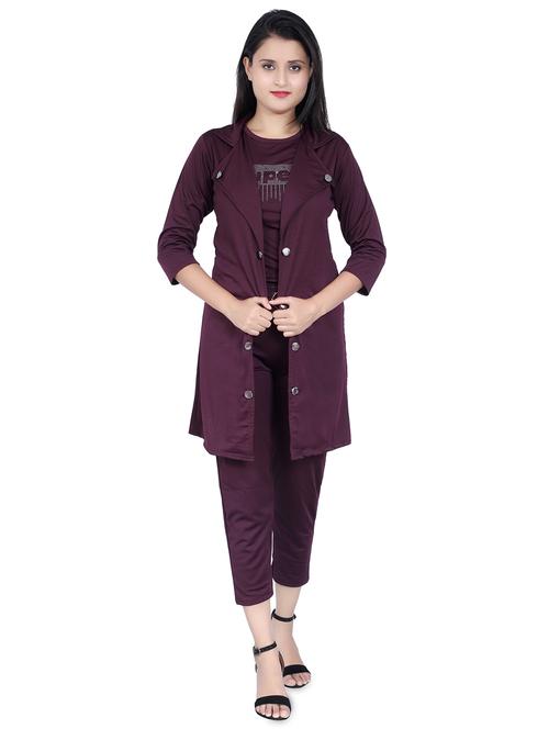 purple printed top trouser with jacket - 20009469 - Very Small Image - 1