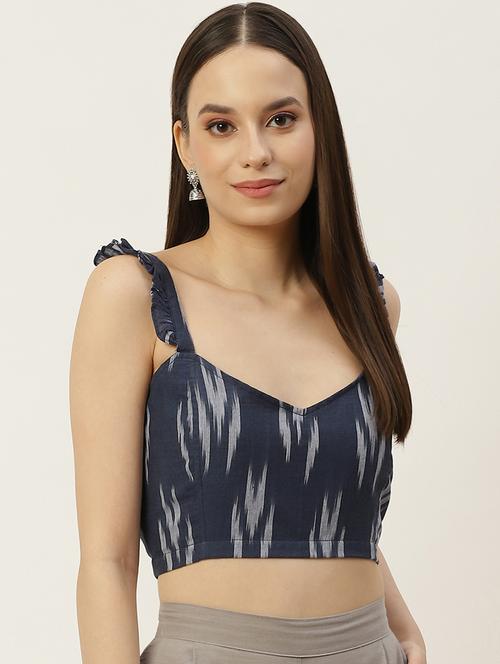 women navy blue sweetheart neck blouse - 20009523 - Very Small Image - 1