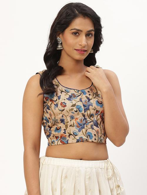 women beige round neck blouse - 20009575 - Very Small Image - 1