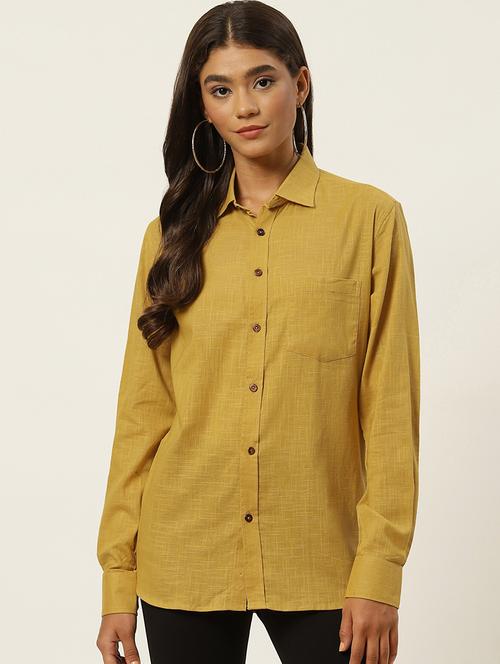 women solid cotton shirt - 20009616 - Very Small Image - 1