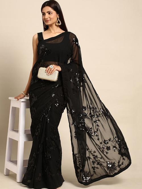 women's embroidered saree with blouse - 20009728 - Very Small Image - 1