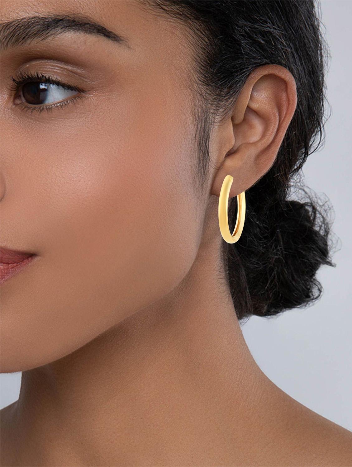 yellow brass hoop earring - 20009929 - Standard Image - 4