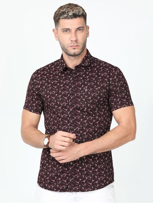mens leaf print casual shirt - 20010518 - Very Small Image - 1