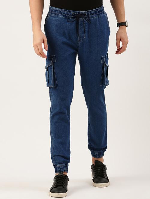 blue cotton blend joggers - 20010629 - Very Small Image - 1