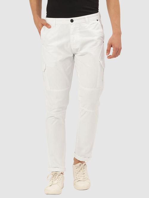white cotton cargos casual trousers - 20010658 - Very Small Image - 1
