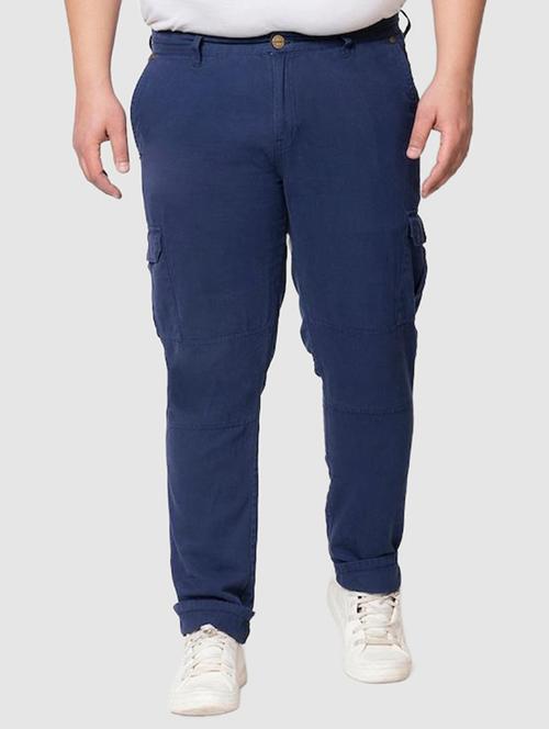 blue cotton cargos casual trousers - 20010673 - Very Small Image - 1