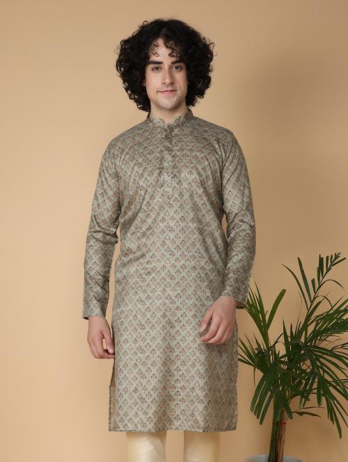 mandarin neck printed long kurta - 20011614 - Very Small Image - 1