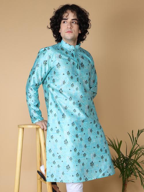 mandarin neck printed long kurta - 20011646 - Very Small Image - 1