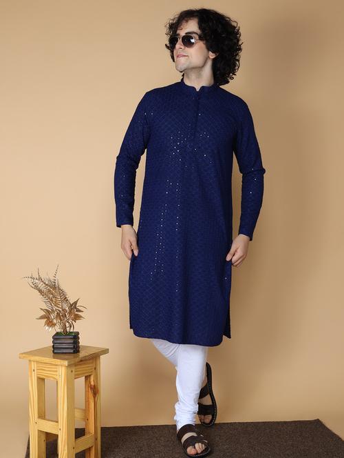 men embroidered kurta churidar ethnic wear set - 20011710 - Very Small Image - 1