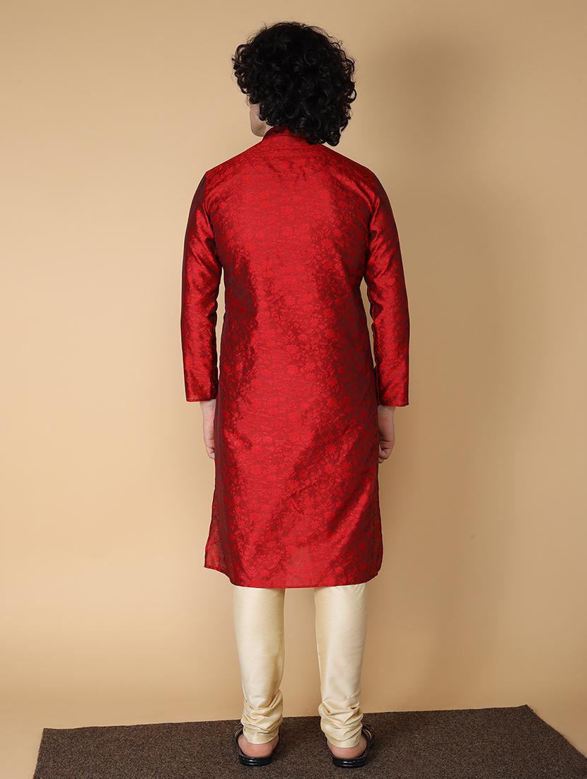 men self design kurta churidar ethnic wear set - 20011752 - Standard Image - 3