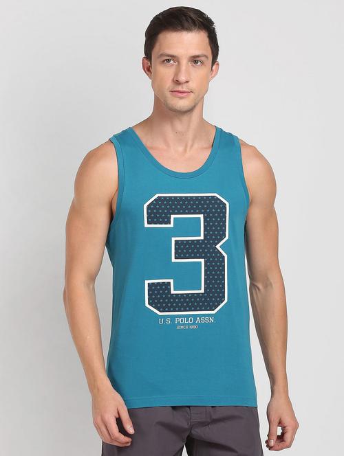 round neck printed cotton vest - 20011863 - Very Small Image - 1