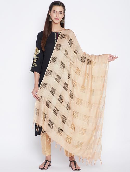 beige cotton dupatta - 20012055 - Very Small Image - 1