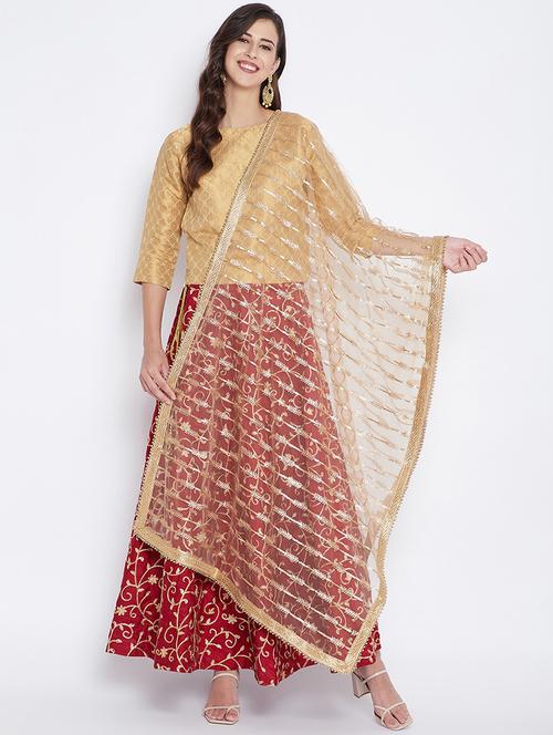 gold net dupatta - 20012073 - Very Small Image - 1