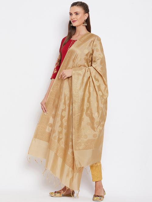 beige silk dupatta - 20012083 - Very Small Image - 1