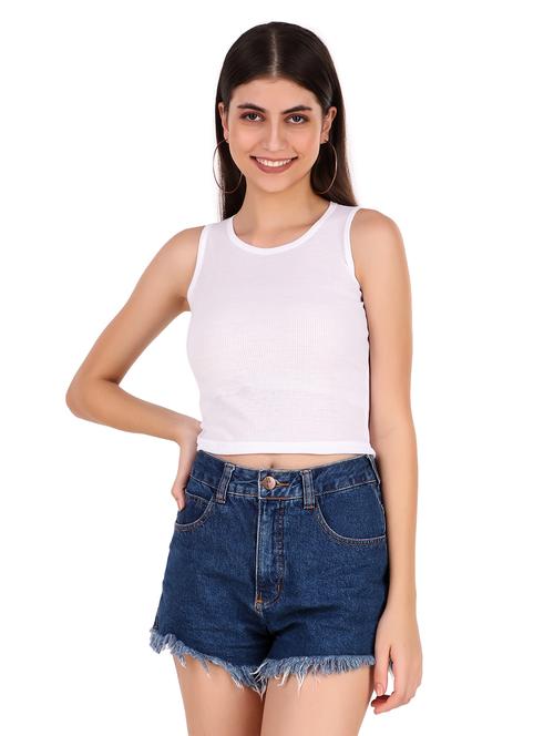 women's crop round neck top - 20012450 - Very Small Image - 1