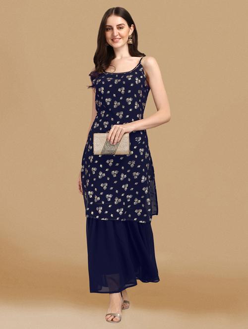 blue georgette kurta sharara  set - 20012993 - Very Small Image - 1