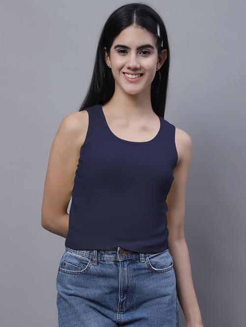 women's crop scalloped neck top - 20013051 - Very Small Image - 1