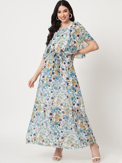 blue georgette a-line dress - 20013592 - Very Small Image - 1