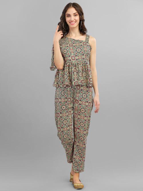 women printed short kurta pant set - 20013632 - Very Small Image - 1