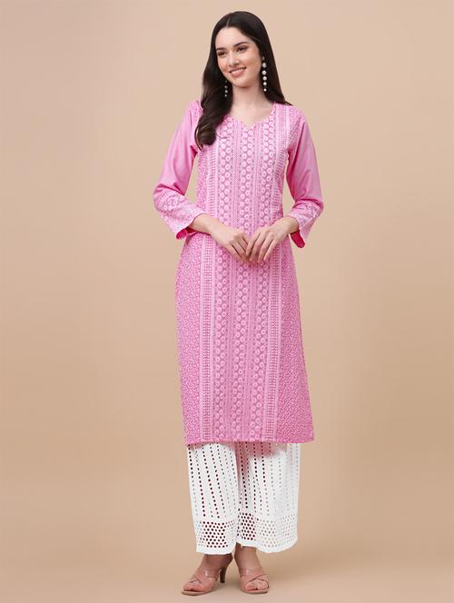 pink rayon kurta palazzo  set - 20013689 - Very Small Image - 1