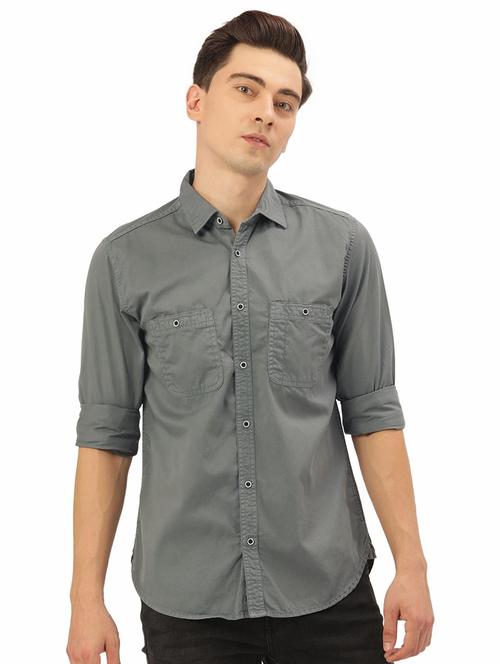 mens solid casual shirt - 20014240 - Very Small Image - 1