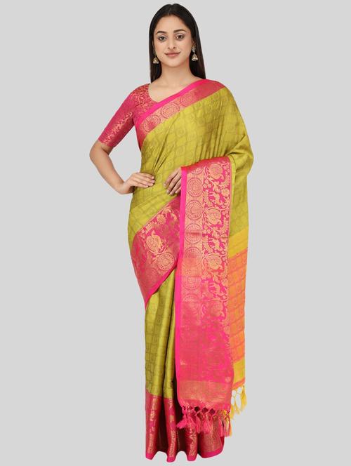 women's self design olive colored saree - 20014861 - Very Small Image - 1