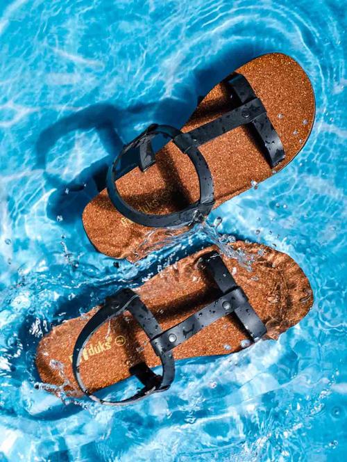 brown rubber slip on sandals - 20015303 - Very Small Image - 1