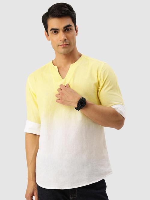 notched neck ombre short kurta - 20015821 - Very Small Image - 1