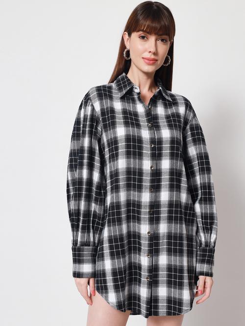 checkered mini shirt dress - 20017610 - Very Small Image - 1