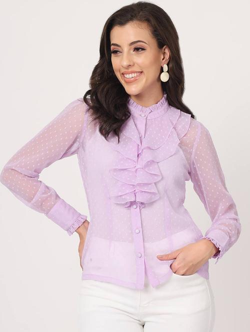 purple self design regular top - 20017896 - Very Small Image - 1