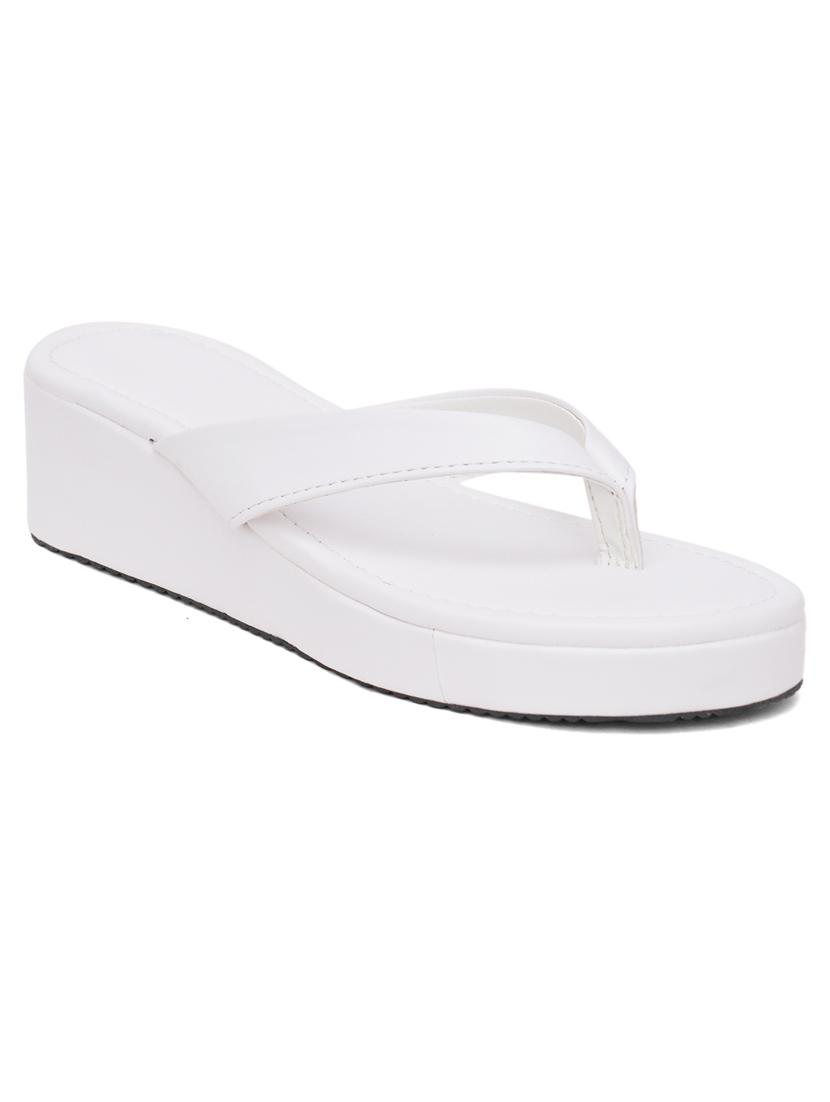 white leatherette slip on sandals - 20018182 - Zoom Image - 1