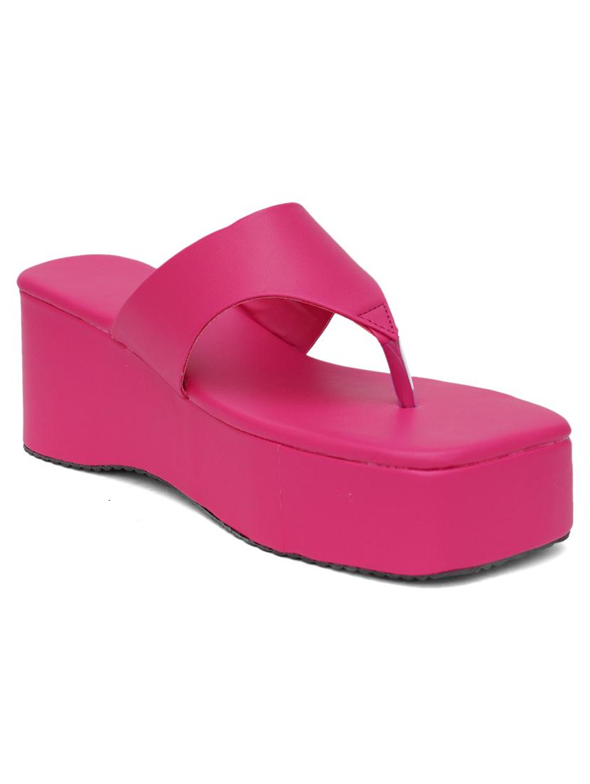 pink leatherette slip on sandals - 20018211 - Zoom Image - 1