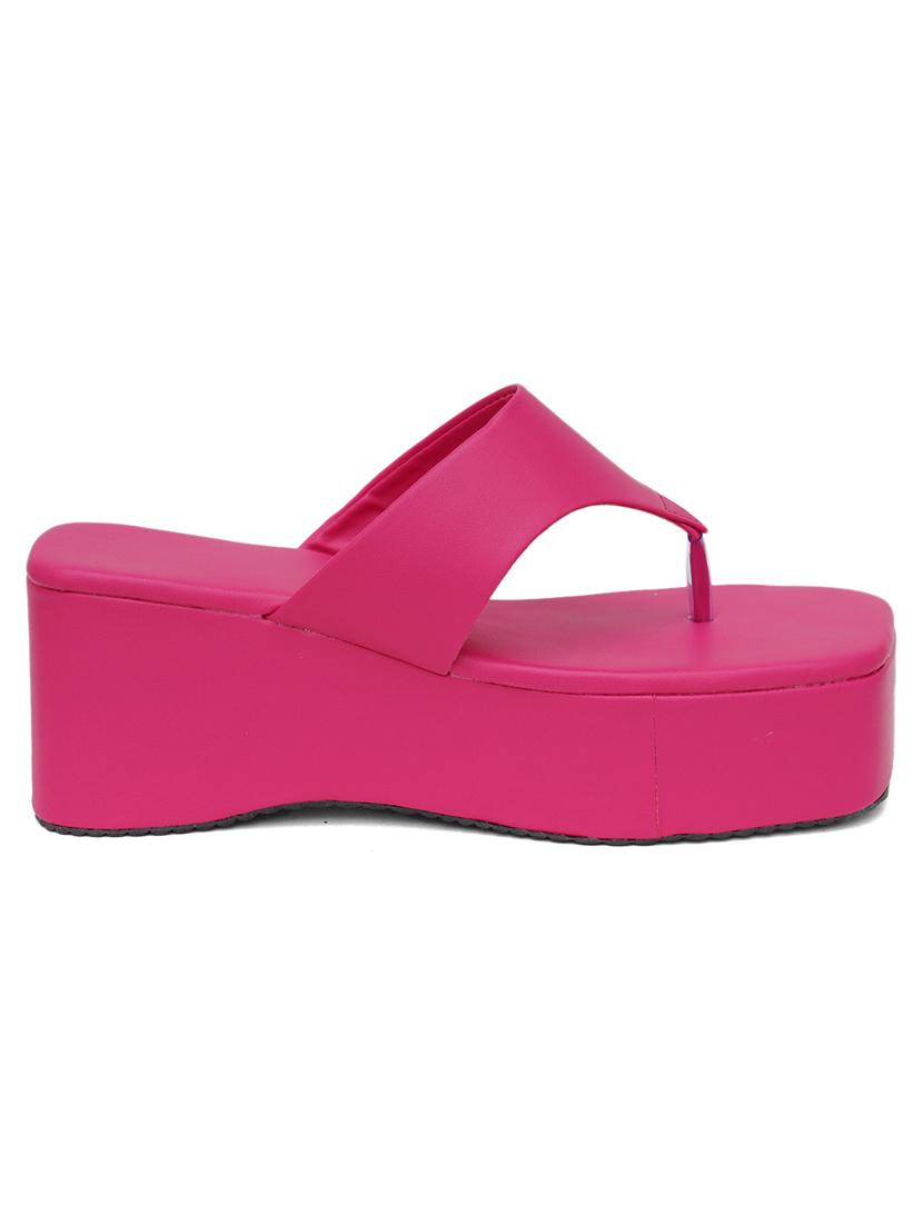 pink leatherette slip on sandals - 20018211 - Zoom Image - 2