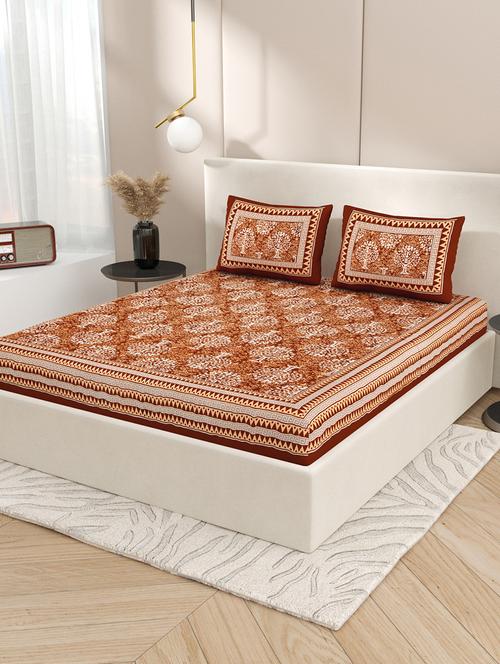 printed cotton blend bedsheet set - 20018325 - Very Small Image - 1