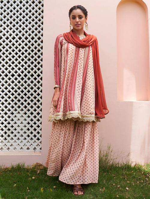 women floral kurta sharara set with dupatta - 20018579 - Very Small Image - 1