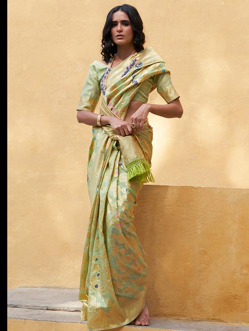 women's banarasi saree with blouse - 20018598 - Very Small Image - 1