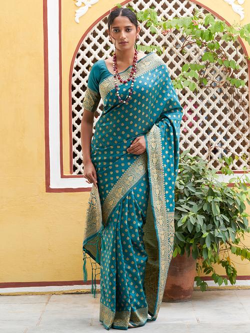 women's banarasi saree with blouse - 20018628 - Very Small Image - 1