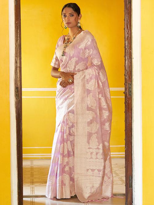 women's self design rosewater colored saree with blouse - 20018680 - Very Small Image - 1